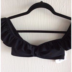 NWT, Sugar Coast, Size S, Womens Black Bikini Top, Off Shoulder